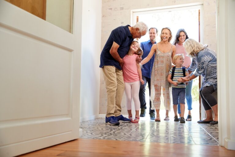 A family in their house.